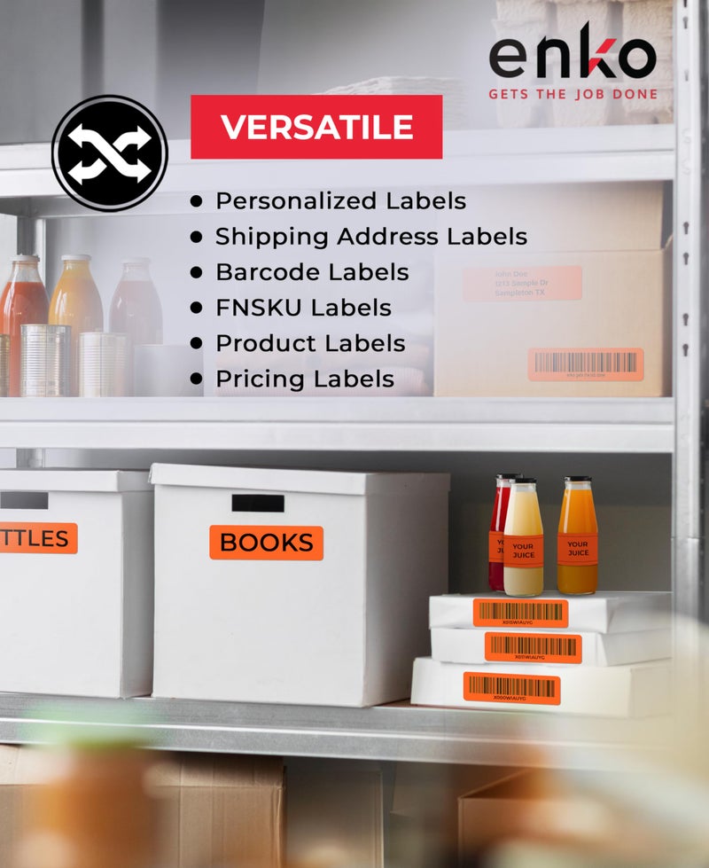 enKo Products enKo [6 Rolls, 2100 Labels] Address, Shipping & Barcode Labels 30252 - Orange (1-1/8" x 3-1/2") Compatible for Dymo LabelWriter & Rollo Printer - Image 5